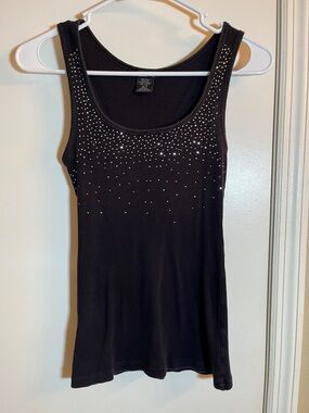 Eyeshadow Black Ribbed Tank with Scattered Silver Studs